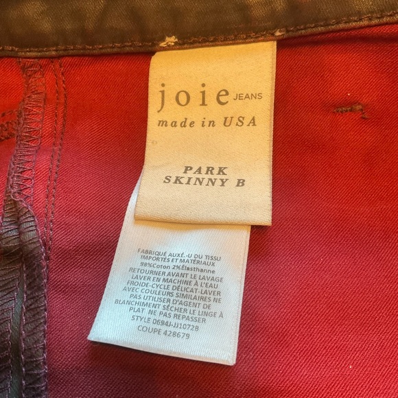Joie Jeans, Park Skinny B, Wine, Leather Look, zip pockets and at leg hem, Sz 26 - Picture 6 of 14